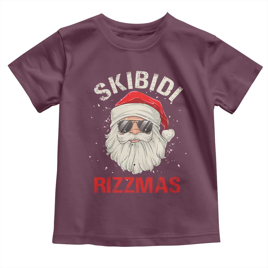 Skibidi Rizzmas Christmas Toddler T Shirt Rizz Santa Claus Retro Funny Xmas Gen Alpha Kid