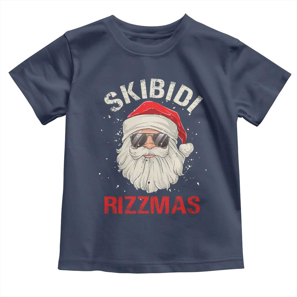 Skibidi Rizzmas Christmas Toddler T Shirt Rizz Santa Claus Retro Funny Xmas Gen Alpha Kid