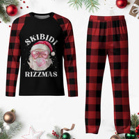 Skibidi Rizzmas Xmas Plaid Pajama Set Rizz Santa Pink Bubble Gum Funny Xmas Gen Alpha Girl Kids - Wonder Print Shop