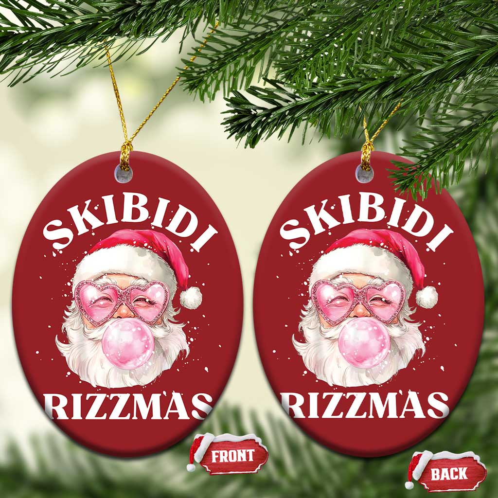 Skibidi Rizzmas Xmas Christmas Ornament Rizz Santa Pink Bubble Gum Funny Xmas Gen Alpha Girl Kids - Wonder Print Shop