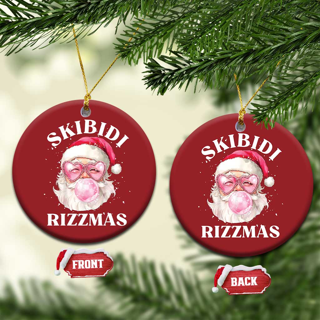 Skibidi Rizzmas Xmas Christmas Ornament Rizz Santa Pink Bubble Gum Funny Xmas Gen Alpha Girl Kids - Wonder Print Shop