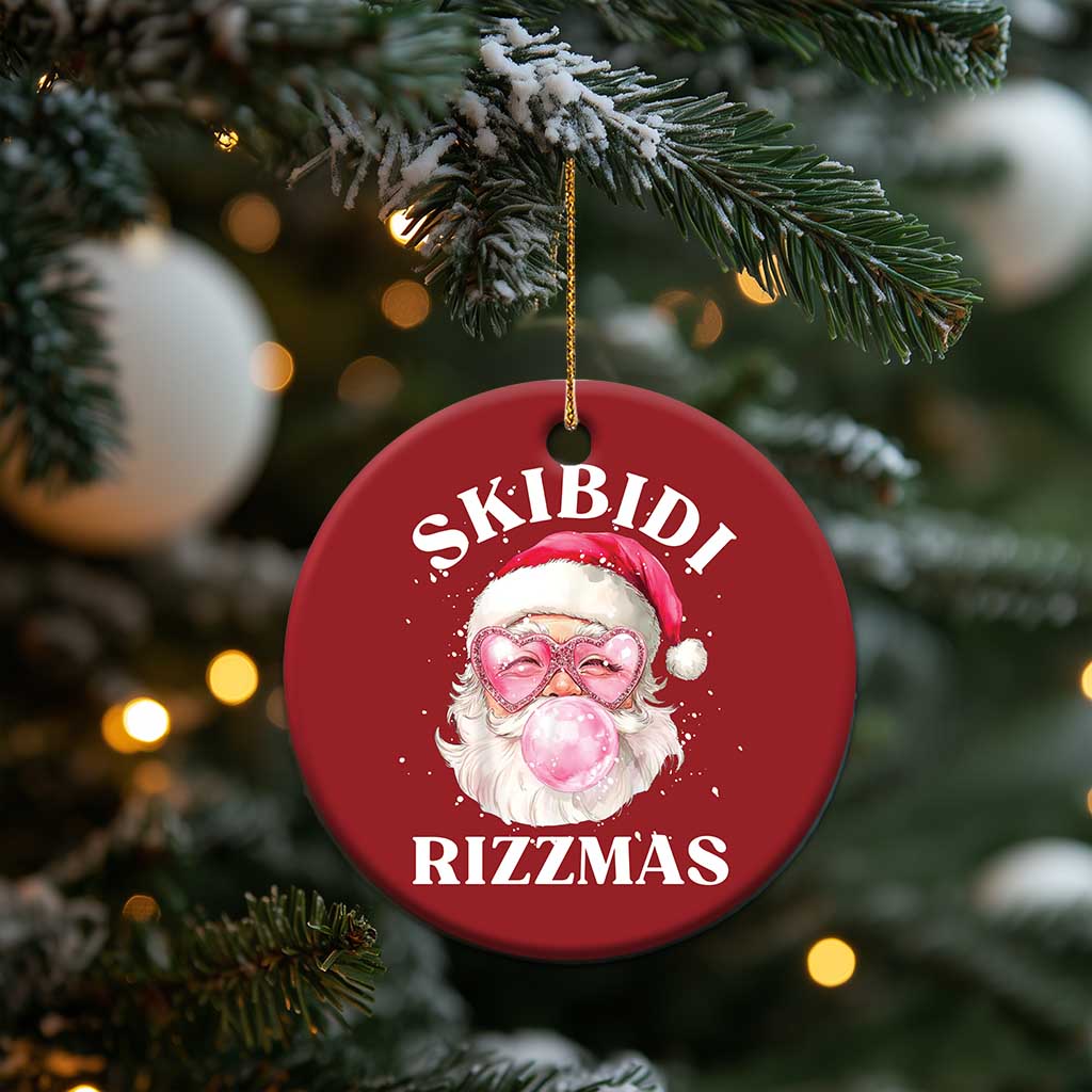 Skibidi Rizzmas Xmas Christmas Ornament Rizz Santa Pink Bubble Gum Funny Xmas Gen Alpha Girl Kids - Wonder Print Shop