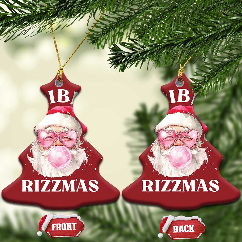 Skibidi Rizzmas Xmas Christmas Ornament Rizz Santa Pink Bubble Gum Funny Xmas Gen Alpha Girl Kids - Wonder Print Shop