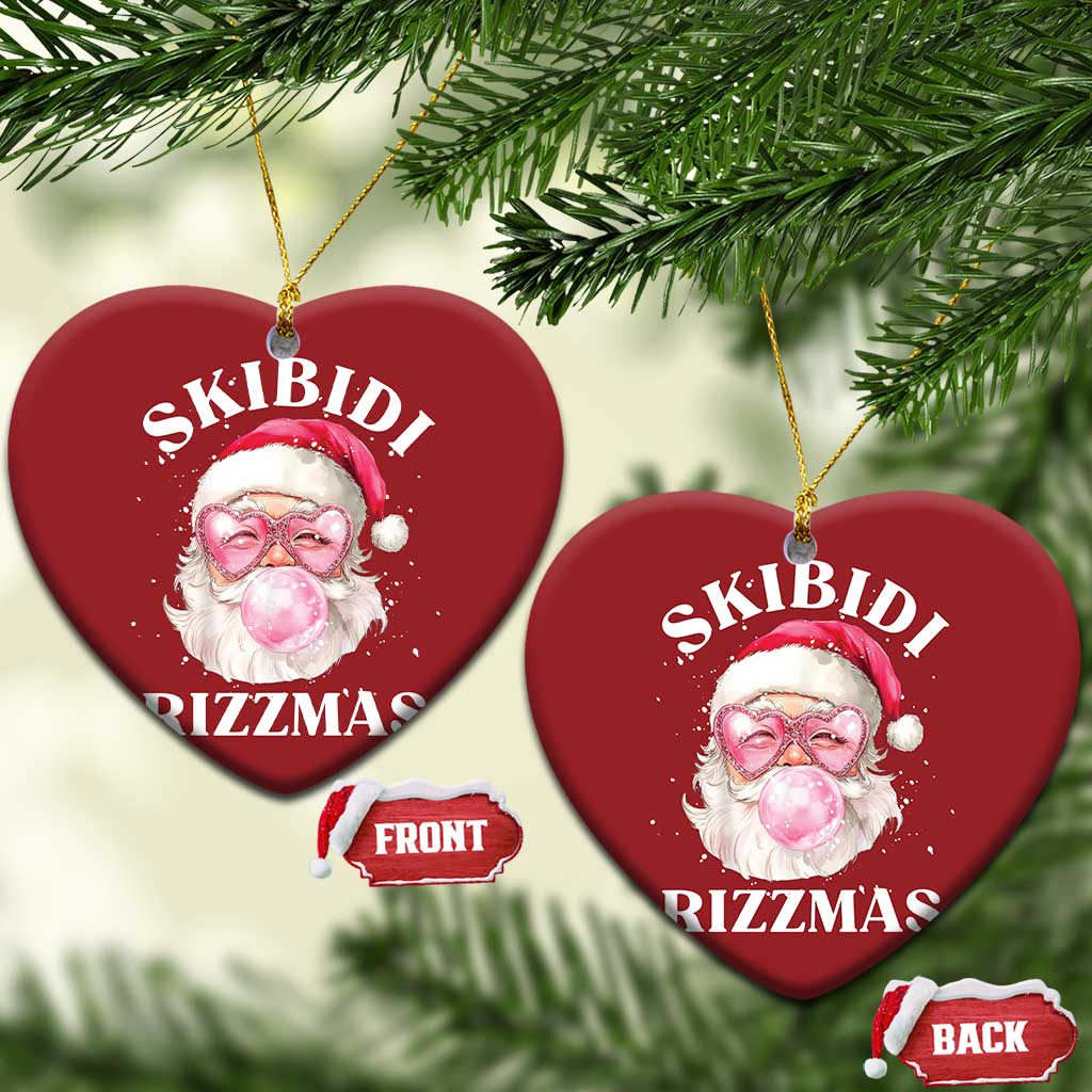 Skibidi Rizzmas Xmas Christmas Ornament Rizz Santa Pink Bubble Gum Funny Xmas Gen Alpha Girl Kids - Wonder Print Shop