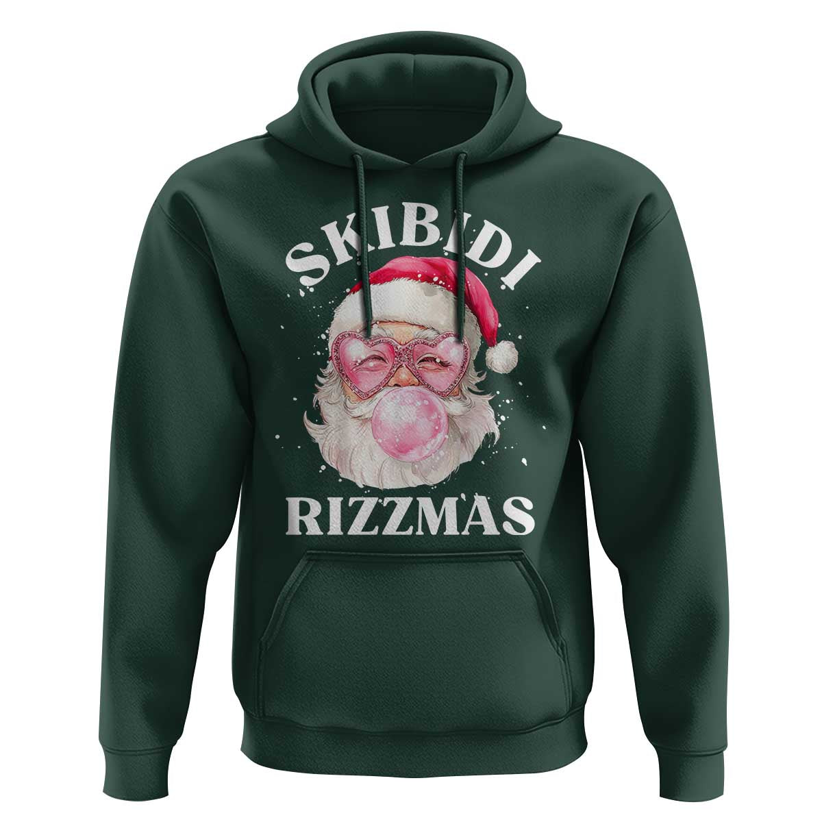 Skibidi Rizzmas Christmas Hoodie Rizz Santa Pink Bubble Gum Funny Xmas Gen Alpha Girl Kids