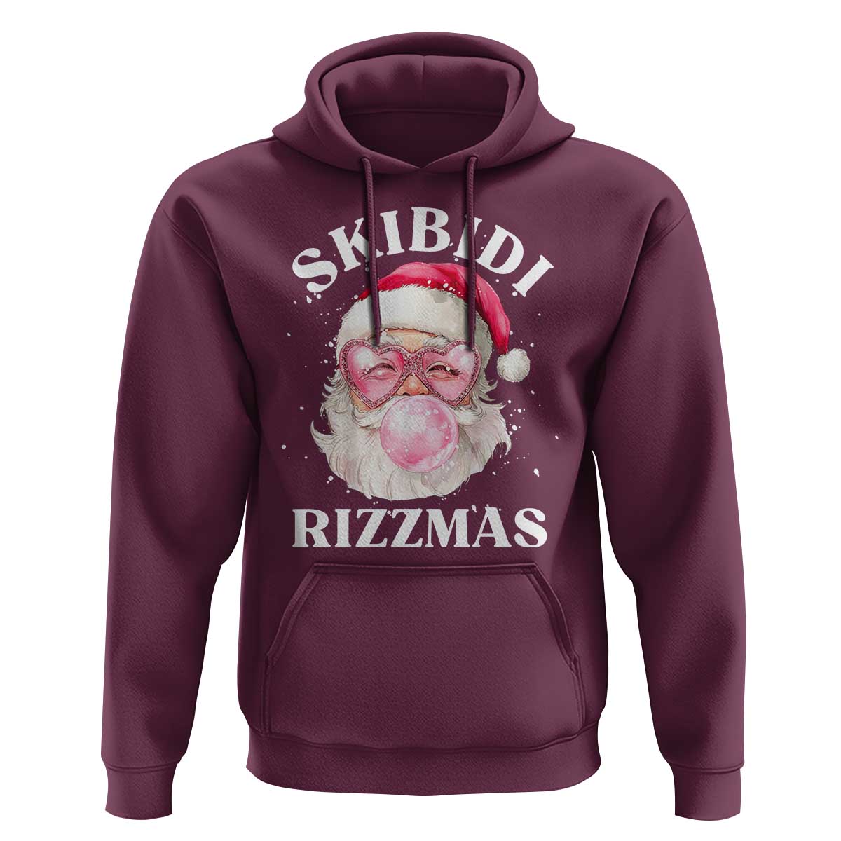 Skibidi Rizzmas Christmas Hoodie Rizz Santa Pink Bubble Gum Funny Xmas Gen Alpha Girl Kids