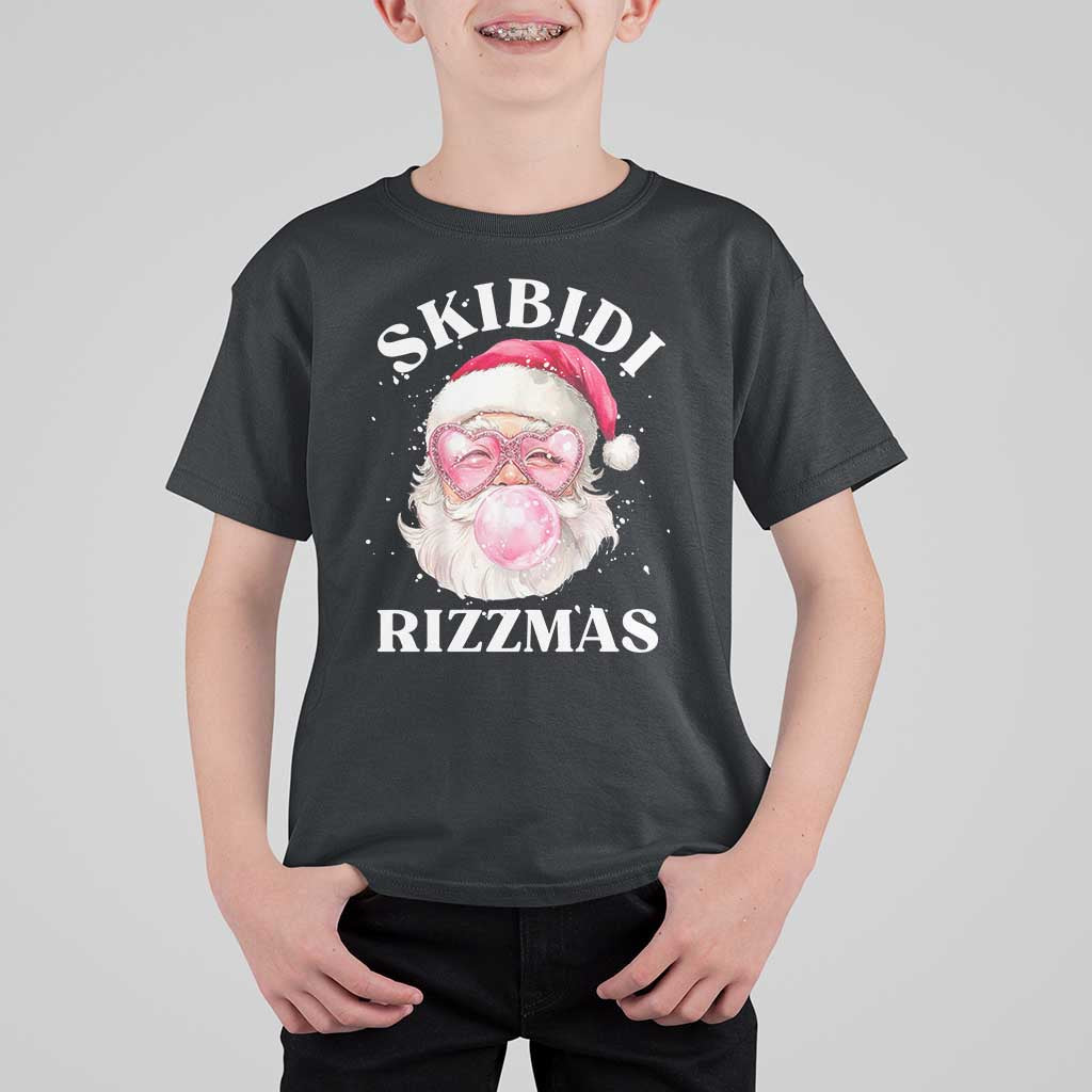 Skibidi Rizzmas Christmas T Shirt For Kid Rizz Santa Pink Bubble Gum Funny Xmas Gen Alpha Girl Kids - Wonder Print Shop