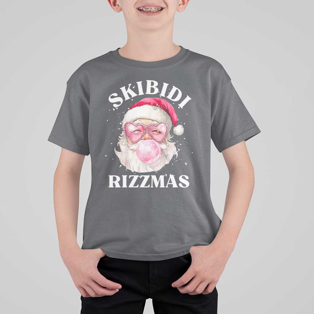 Skibidi Rizzmas Christmas T Shirt For Kid Rizz Santa Pink Bubble Gum Funny Xmas Gen Alpha Girl Kids - Wonder Print Shop