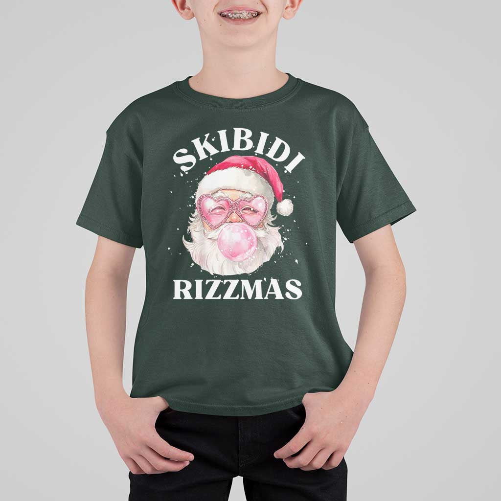 Skibidi Rizzmas Christmas T Shirt For Kid Rizz Santa Pink Bubble Gum Funny Xmas Gen Alpha Girl Kids - Wonder Print Shop