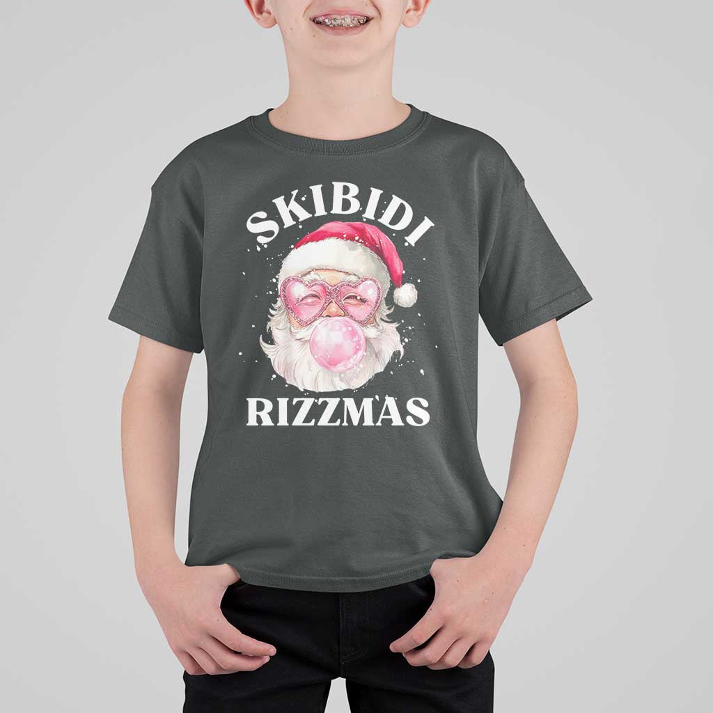 Skibidi Rizzmas Christmas T Shirt For Kid Rizz Santa Pink Bubble Gum Funny Xmas Gen Alpha Girl Kids - Wonder Print Shop