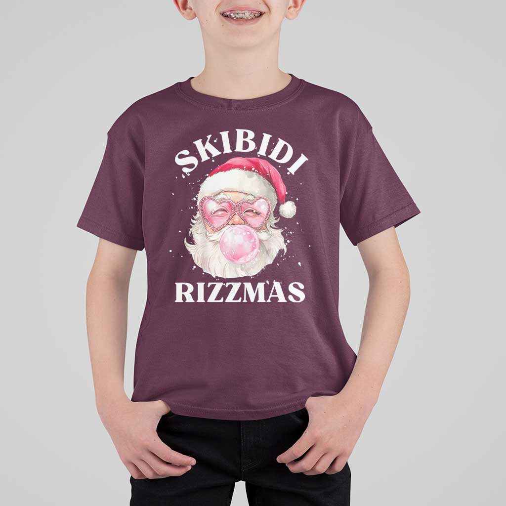 Skibidi Rizzmas Christmas T Shirt For Kid Rizz Santa Pink Bubble Gum Funny Xmas Gen Alpha Girl Kids - Wonder Print Shop