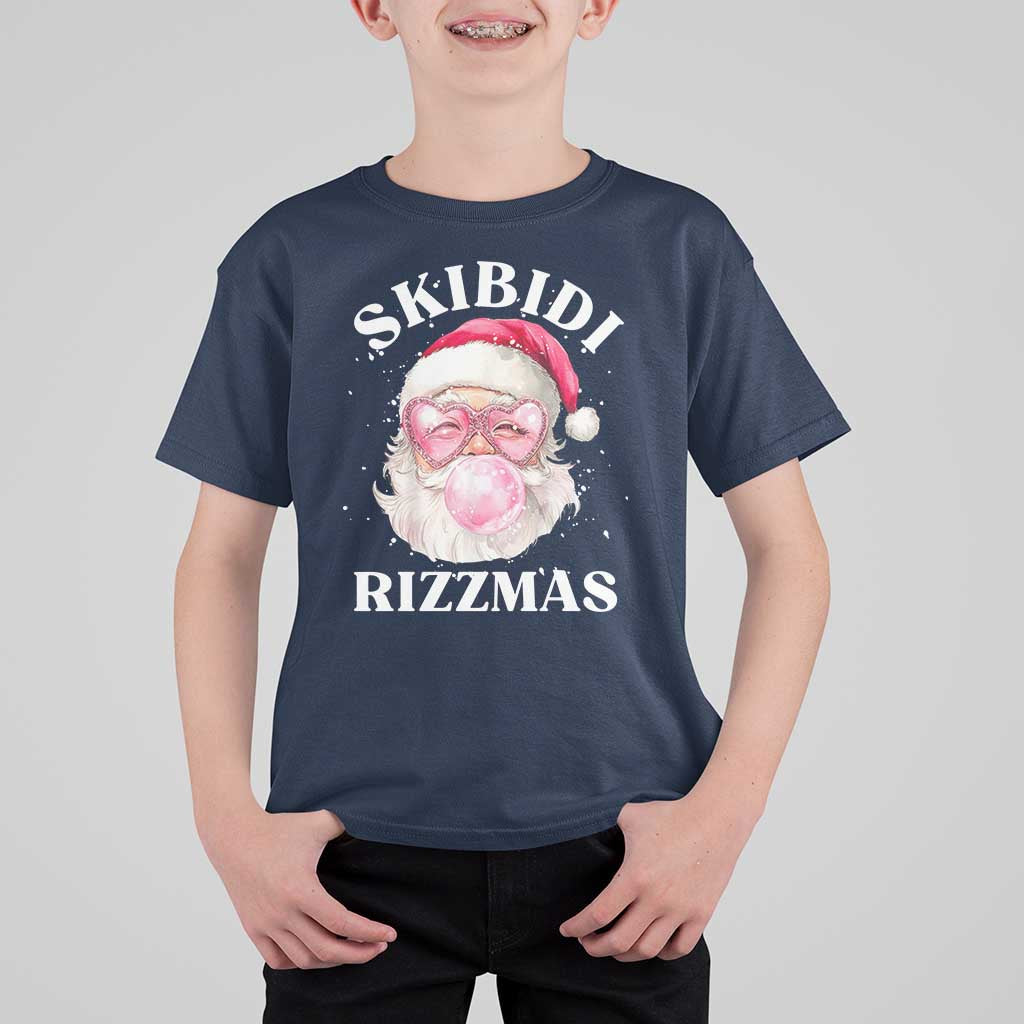 Skibidi Rizzmas Christmas T Shirt For Kid Rizz Santa Pink Bubble Gum Funny Xmas Gen Alpha Girl Kids - Wonder Print Shop