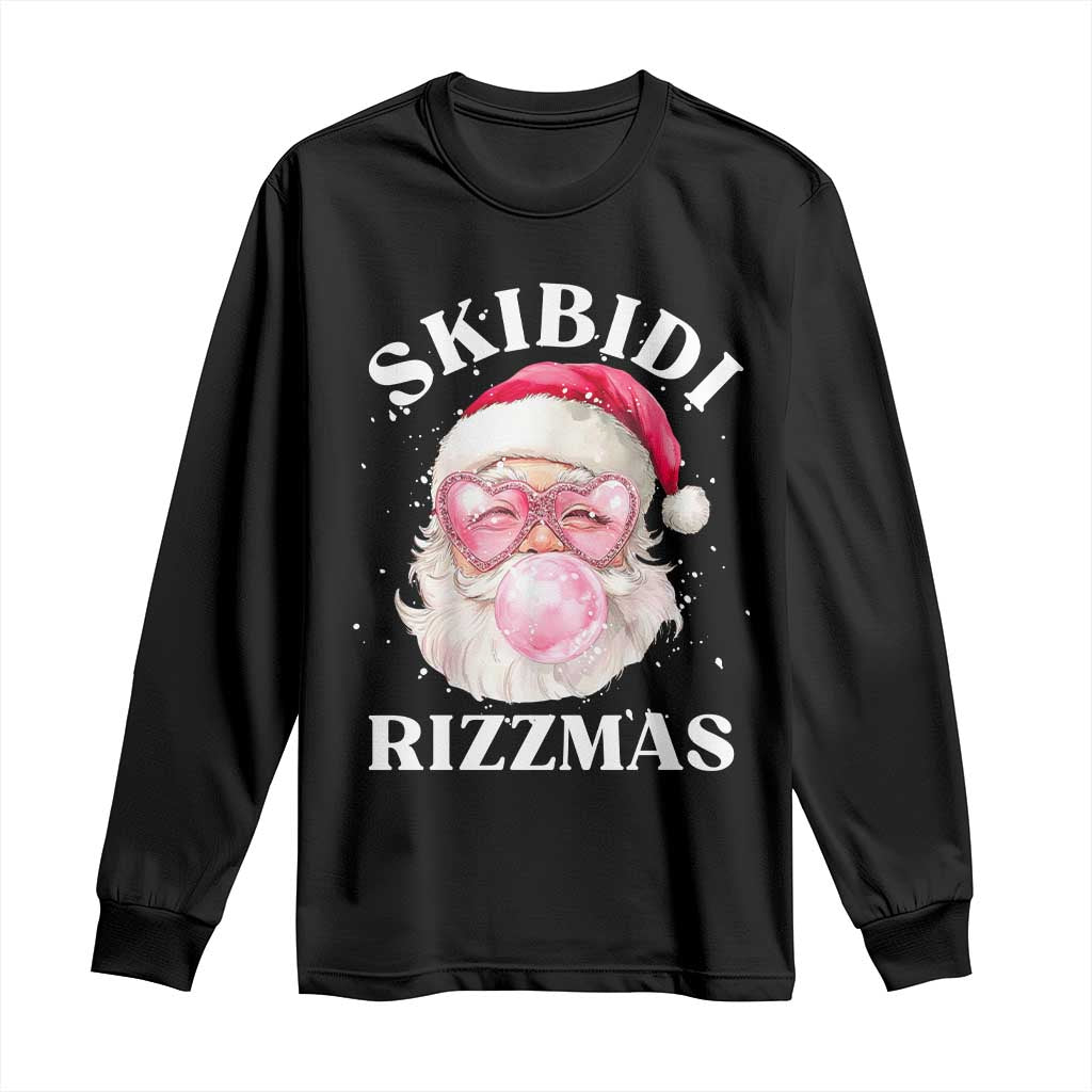 Skibidi Rizzmas Christmas Long Sleeve Shirt Rizz Santa Pink Bubble Gum Funny Xmas Gen Alpha Girl Kids