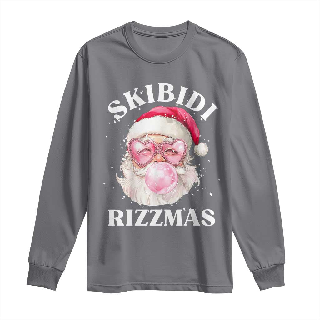 Skibidi Rizzmas Christmas Long Sleeve Shirt Rizz Santa Pink Bubble Gum Funny Xmas Gen Alpha Girl Kids