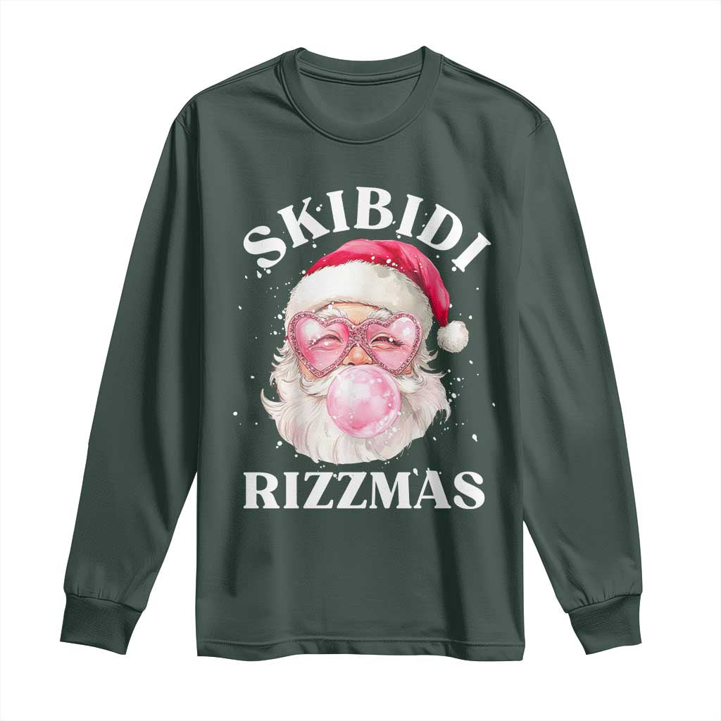 Skibidi Rizzmas Christmas Long Sleeve Shirt Rizz Santa Pink Bubble Gum Funny Xmas Gen Alpha Girl Kids