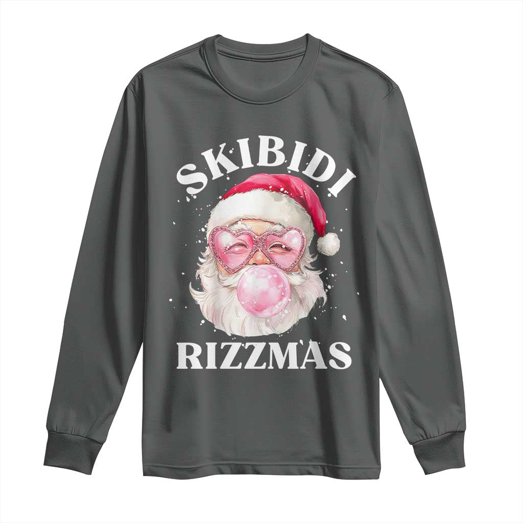 Skibidi Rizzmas Christmas Long Sleeve Shirt Rizz Santa Pink Bubble Gum Funny Xmas Gen Alpha Girl Kids
