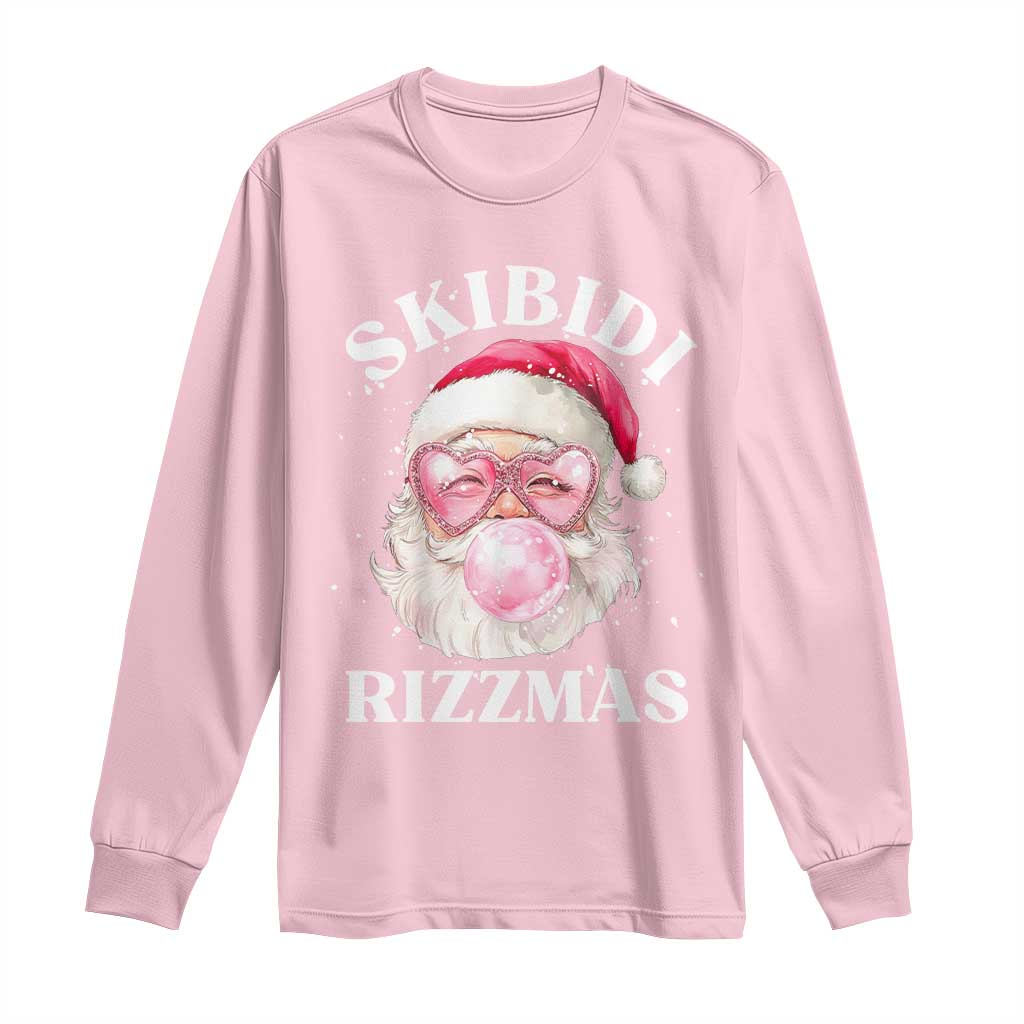Skibidi Rizzmas Christmas Long Sleeve Shirt Rizz Santa Pink Bubble Gum Funny Xmas Gen Alpha Girl Kids