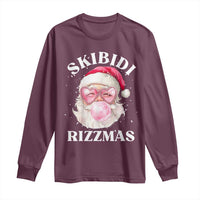 Skibidi Rizzmas Christmas Long Sleeve Shirt Rizz Santa Pink Bubble Gum Funny Xmas Gen Alpha Girl Kids