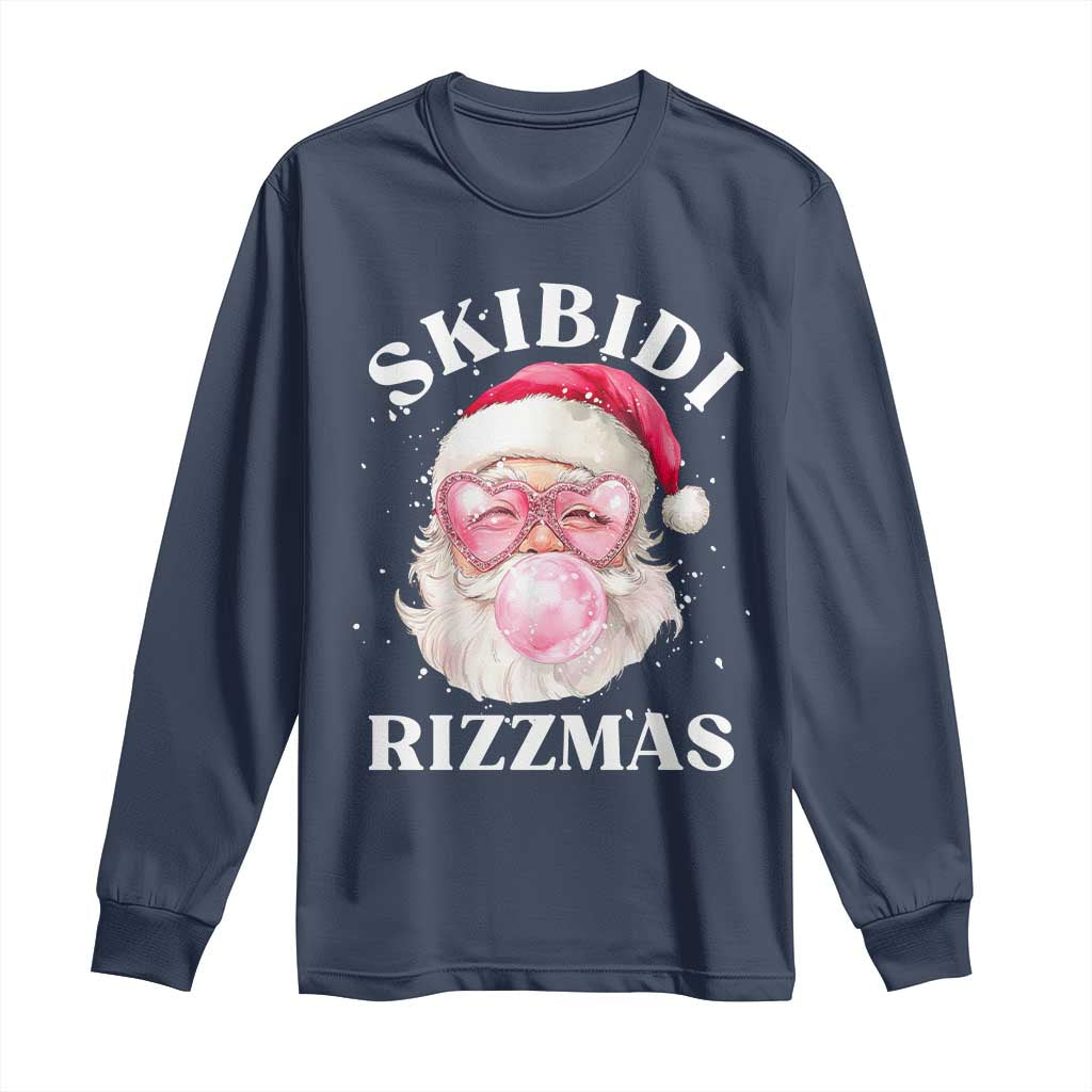 Skibidi Rizzmas Christmas Long Sleeve Shirt Rizz Santa Pink Bubble Gum Funny Xmas Gen Alpha Girl Kids