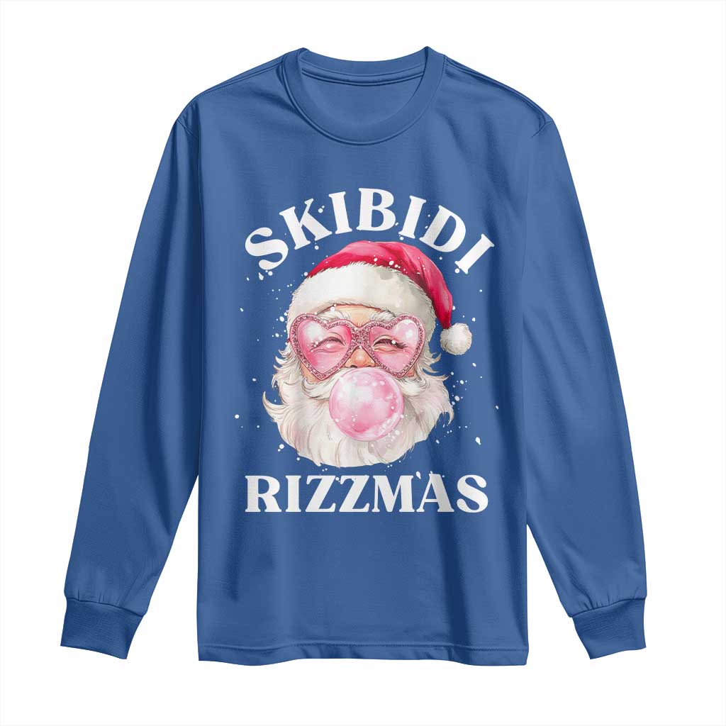 Skibidi Rizzmas Christmas Long Sleeve Shirt Rizz Santa Pink Bubble Gum Funny Xmas Gen Alpha Girl Kids