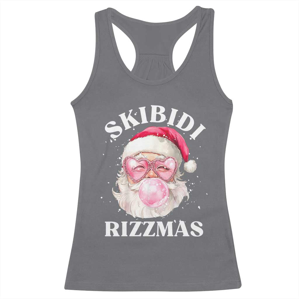 Skibidi Rizzmas Christmas Racerback Tank Top Rizz Santa Pink Bubble Gum Funny Xmas Gen Alpha Girl Kids