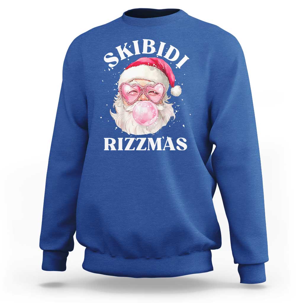 Skibidi Rizzmas Christmas Sweatshirt Rizz Santa Pink Bubble Gum Funny Xmas Gen Alpha Girl Kids - Wonder Print Shop
