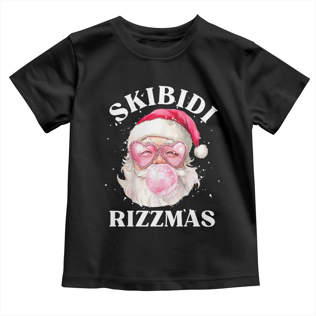 Skibidi Rizzmas Christmas Toddler T Shirt Rizz Santa Pink Bubble Gum Funny Xmas Gen Alpha Girl Kids