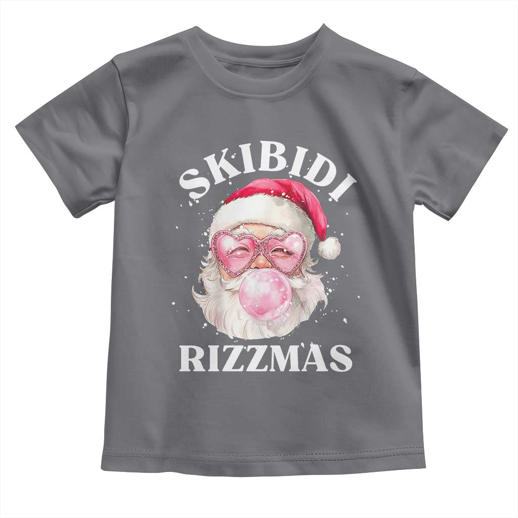 Skibidi Rizzmas Christmas Toddler T Shirt Rizz Santa Pink Bubble Gum Funny Xmas Gen Alpha Girl Kids