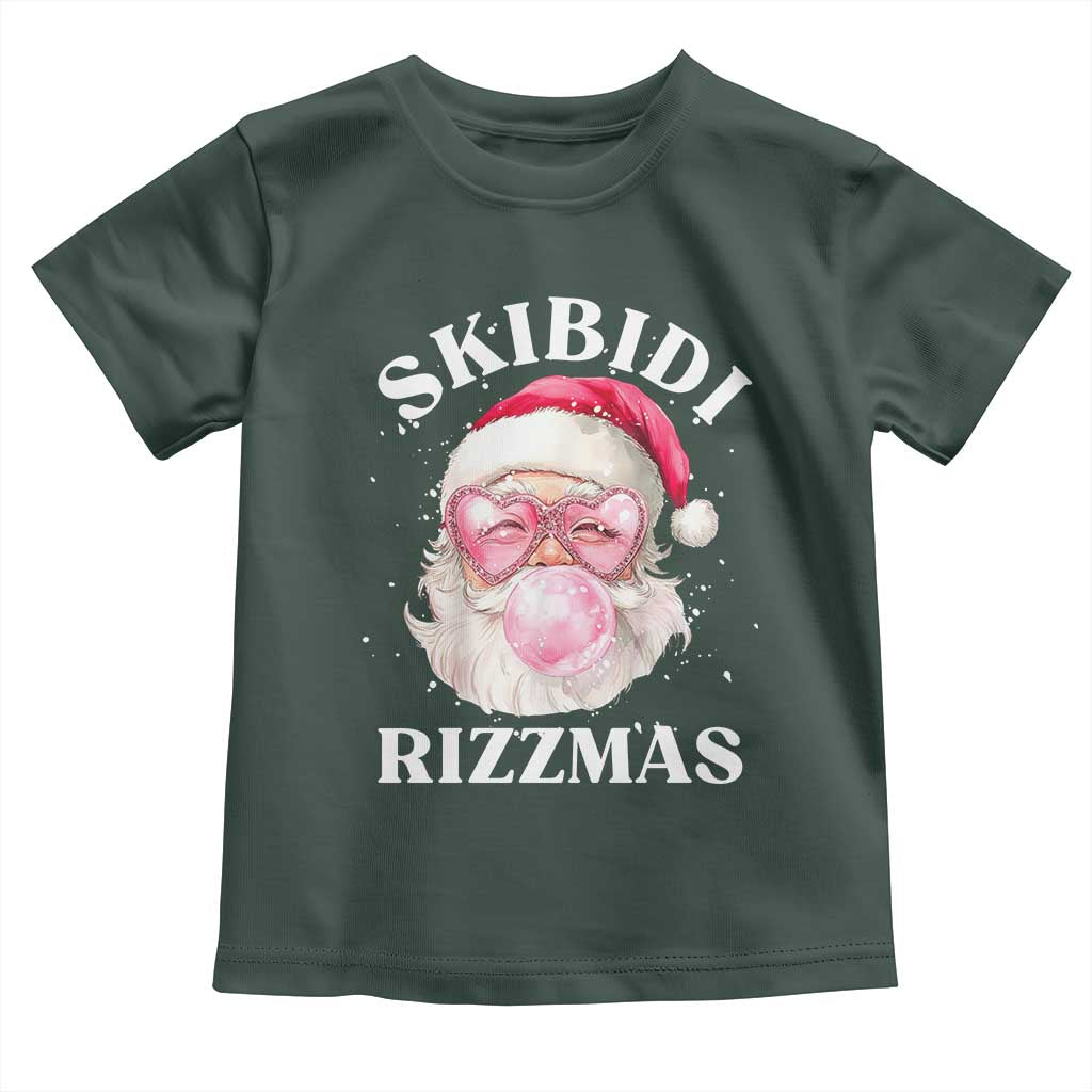 Skibidi Rizzmas Christmas Toddler T Shirt Rizz Santa Pink Bubble Gum Funny Xmas Gen Alpha Girl Kids