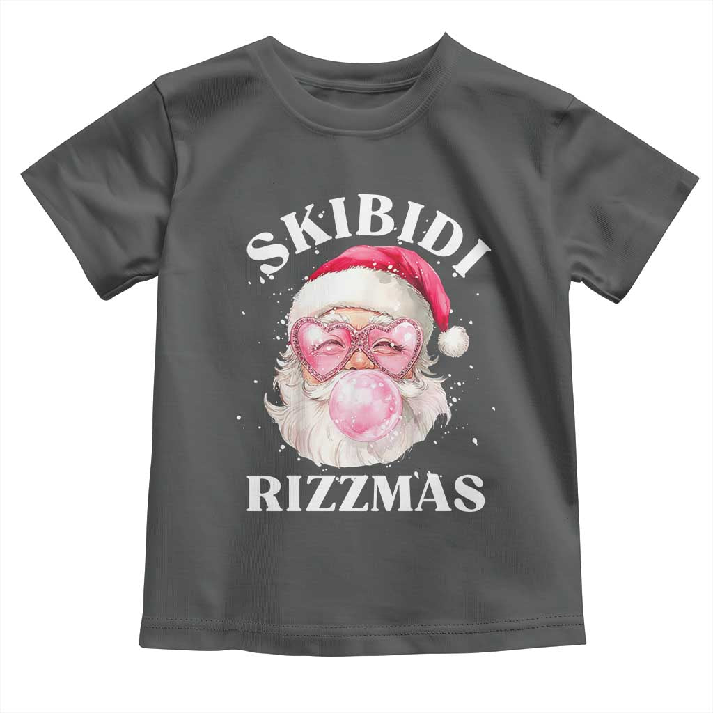 Skibidi Rizzmas Christmas Toddler T Shirt Rizz Santa Pink Bubble Gum Funny Xmas Gen Alpha Girl Kids