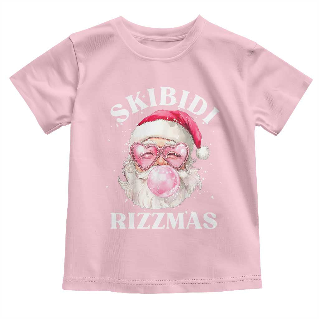Skibidi Rizzmas Christmas Toddler T Shirt Rizz Santa Pink Bubble Gum Funny Xmas Gen Alpha Girl Kids