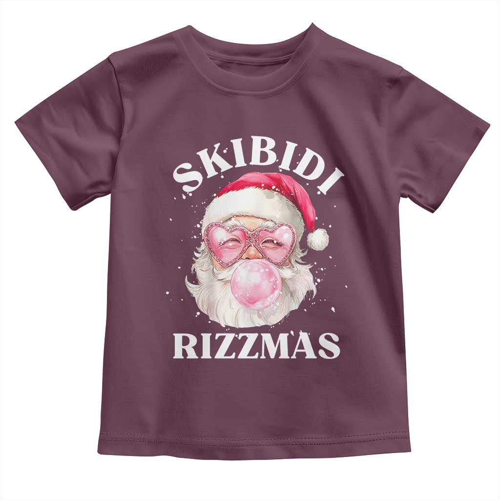 Skibidi Rizzmas Christmas Toddler T Shirt Rizz Santa Pink Bubble Gum Funny Xmas Gen Alpha Girl Kids