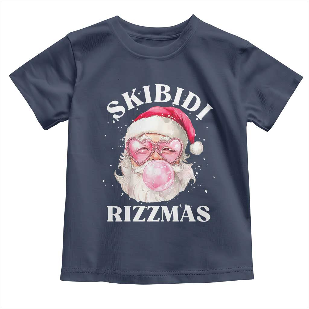 Skibidi Rizzmas Christmas Toddler T Shirt Rizz Santa Pink Bubble Gum Funny Xmas Gen Alpha Girl Kids