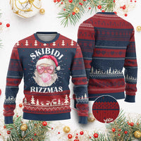 Skibidi Rizzmas Xmas Ugly Christmas Sweater Rizz Santa Pink Bubble Gum Funny Xmas Gen Alpha Girl Kids - Wonder Print Shop