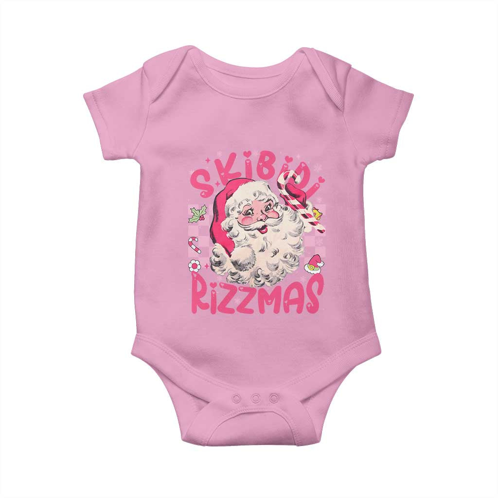 SKIBIDI Rizzmas Santa Baby Onesie Rizz Santa Pink Groovy Funny Xmas Gen Alpha Girl Kids