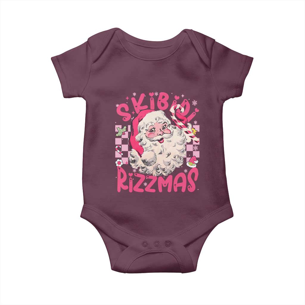 SKIBIDI Rizzmas Santa Baby Onesie Rizz Santa Pink Groovy Funny Xmas Gen Alpha Girl Kids