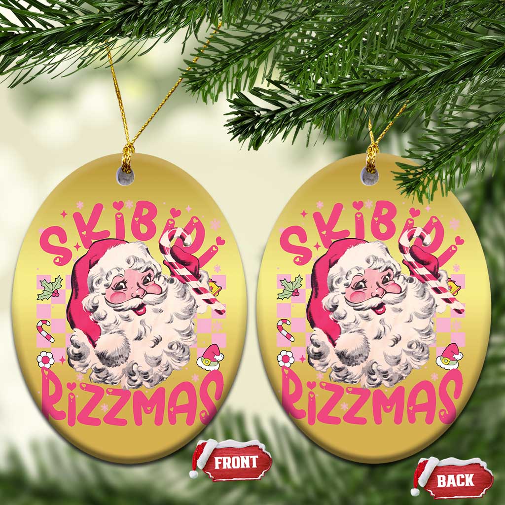 Skibidi Rizzmas Santa Christmas Ornament Rizz Santa Pink Groovy Funny Xmas Gen Alpha Girl Kids - Wonder Print Shop