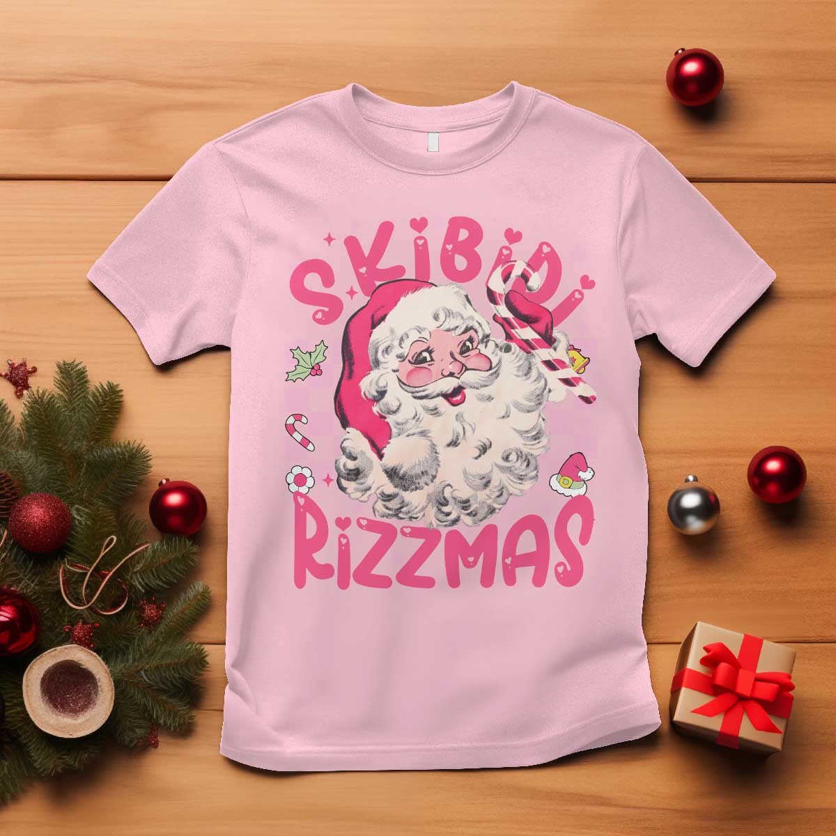 Skibidi Rizzmas Christmas T Shirt Rizz Santa Groovy Funny Xmas Gen Alpha Girl Kids - Wonder Print Shop
