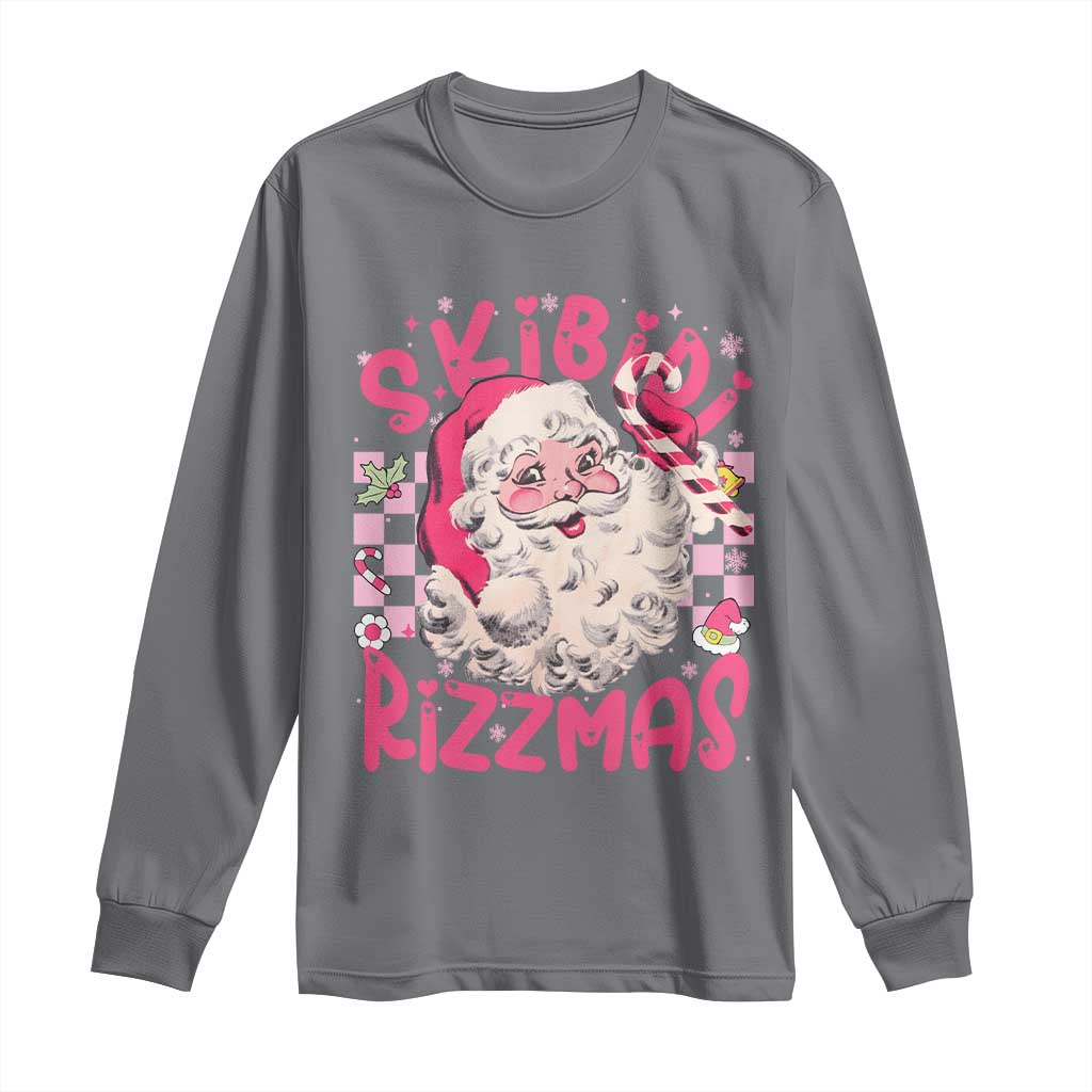 SKIBIDI Rizzmas Santa Long Sleeve Shirt Rizz Santa Pink Groovy Funny Xmas Gen Alpha Girl Kids