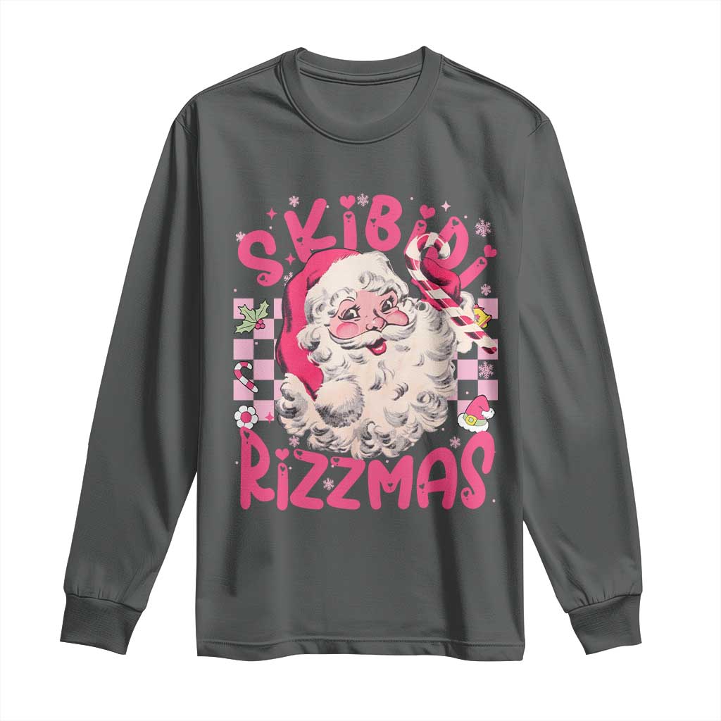 SKIBIDI Rizzmas Santa Long Sleeve Shirt Rizz Santa Pink Groovy Funny Xmas Gen Alpha Girl Kids