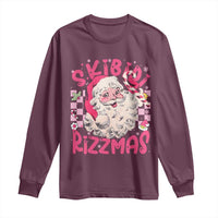 SKIBIDI Rizzmas Santa Long Sleeve Shirt Rizz Santa Pink Groovy Funny Xmas Gen Alpha Girl Kids