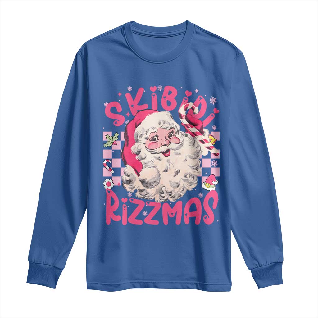SKIBIDI Rizzmas Santa Long Sleeve Shirt Rizz Santa Pink Groovy Funny Xmas Gen Alpha Girl Kids