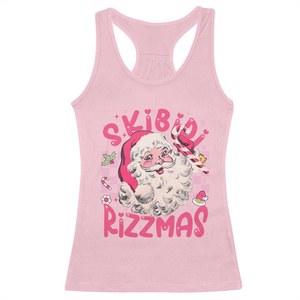 SKIBIDI Rizzmas Santa Racerback Tank Top Rizz Santa Pink Groovy Funny Xmas Gen Alpha Girl Kids