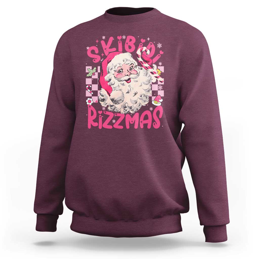 Skibidi Rizzmas Christmas Sweatshirt Rizz Santa Groovy Funny Xmas Gen Alpha Girl Kids - Wonder Print Shop