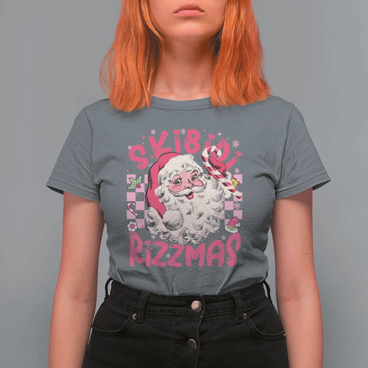 Skibidi Rizzmas Christmas T Shirt For Women Rizz Santa Groovy Funny Xmas Gen Alpha Girl Kids - Wonder Print Shop