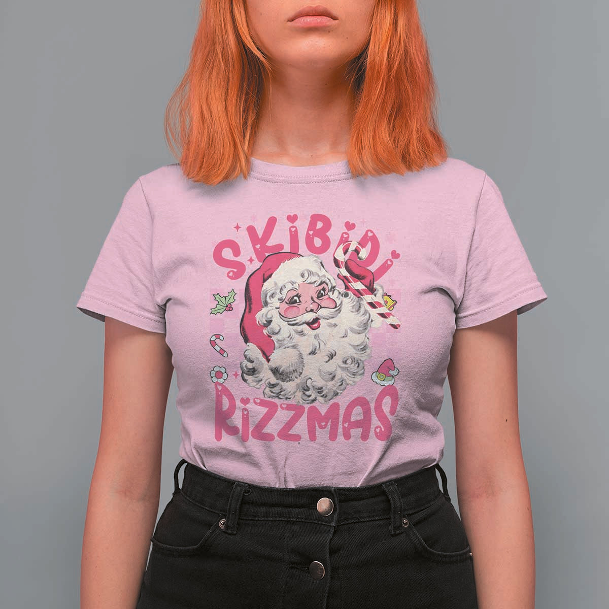 Skibidi Rizzmas Christmas T Shirt For Women Rizz Santa Groovy Funny Xmas Gen Alpha Girl Kids - Wonder Print Shop