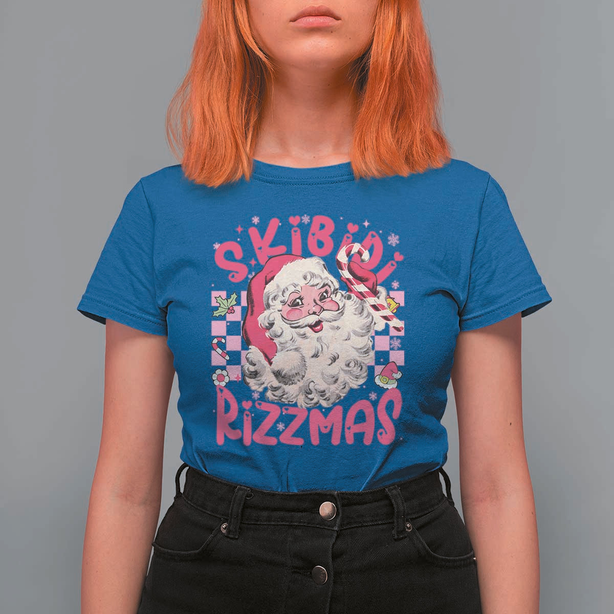 Skibidi Rizzmas Christmas T Shirt For Women Rizz Santa Groovy Funny Xmas Gen Alpha Girl Kids - Wonder Print Shop