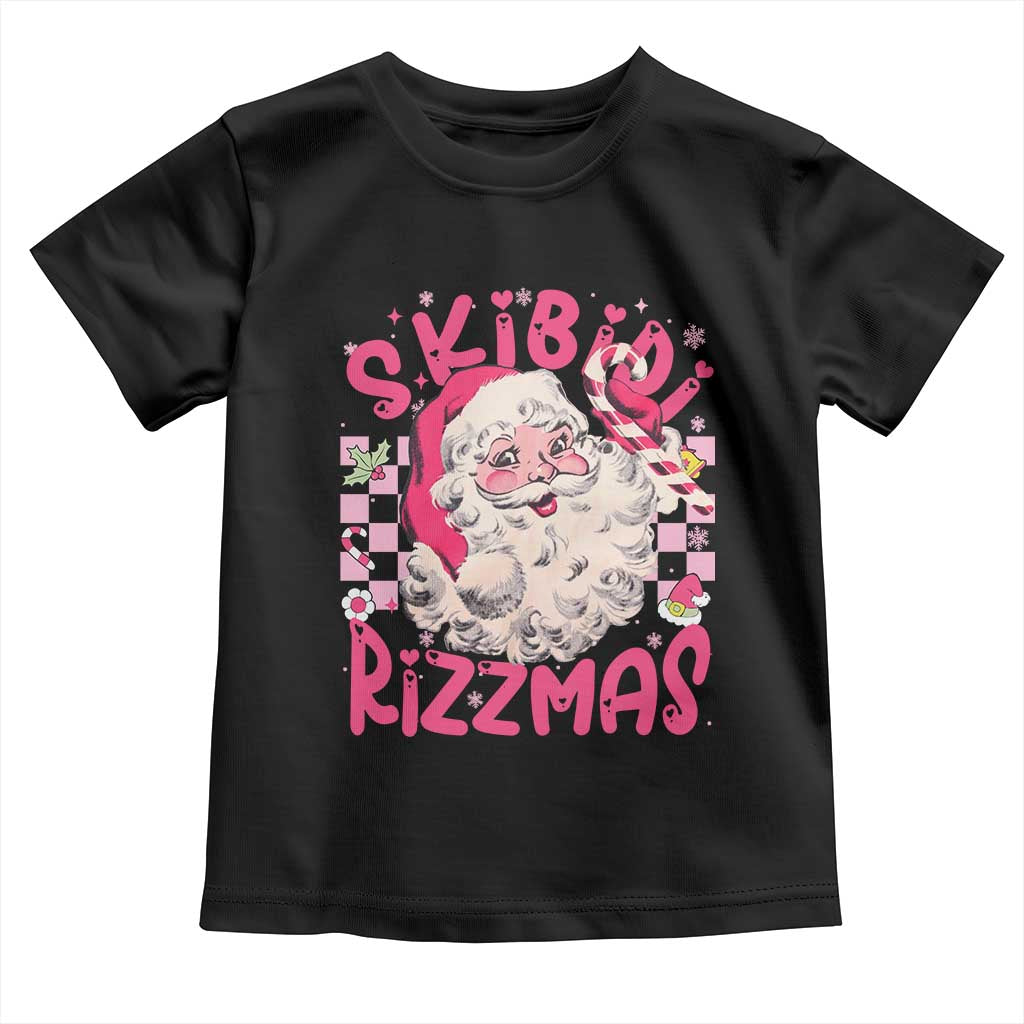 SKIBIDI Rizzmas Santa Toddler T Shirt Rizz Santa Pink Groovy Funny Xmas Gen Alpha Girl Kids