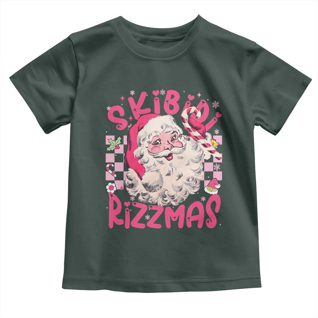 SKIBIDI Rizzmas Santa Toddler T Shirt Rizz Santa Pink Groovy Funny Xmas Gen Alpha Girl Kids