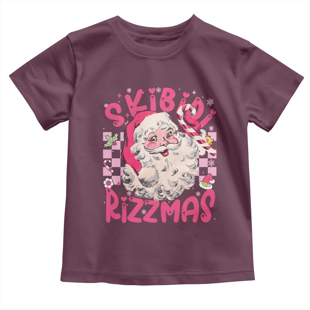 SKIBIDI Rizzmas Santa Toddler T Shirt Rizz Santa Pink Groovy Funny Xmas Gen Alpha Girl Kids